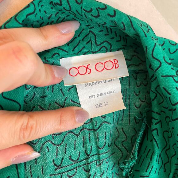 Vintage Cos Cob green button down casual womens blouse Large RARE - Picture 9 of 12